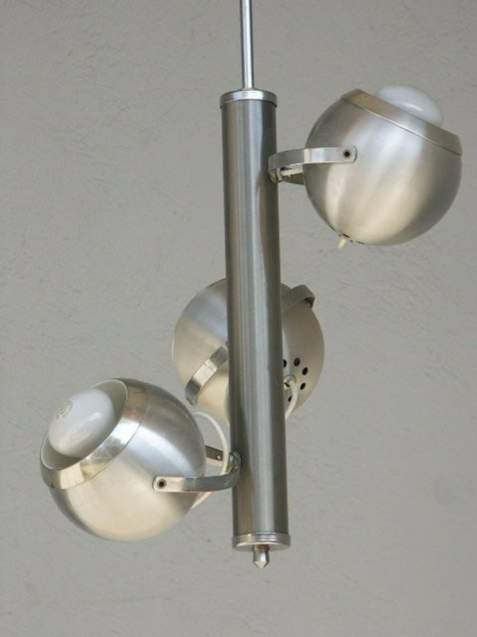 Lustre 1970 aluminium avec son applique