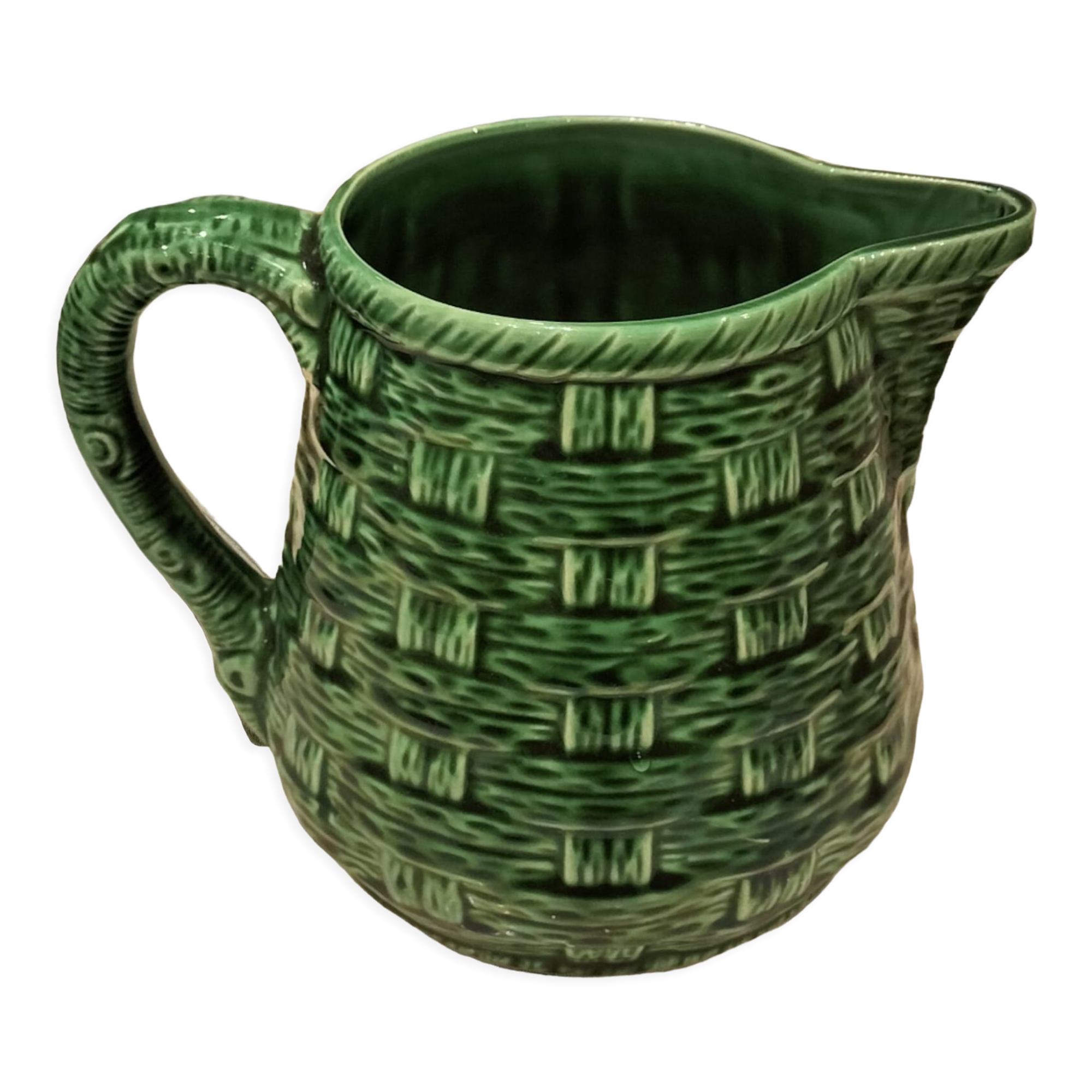 Slurry pitcher digoin sarrreguemines model 7308 green braiding