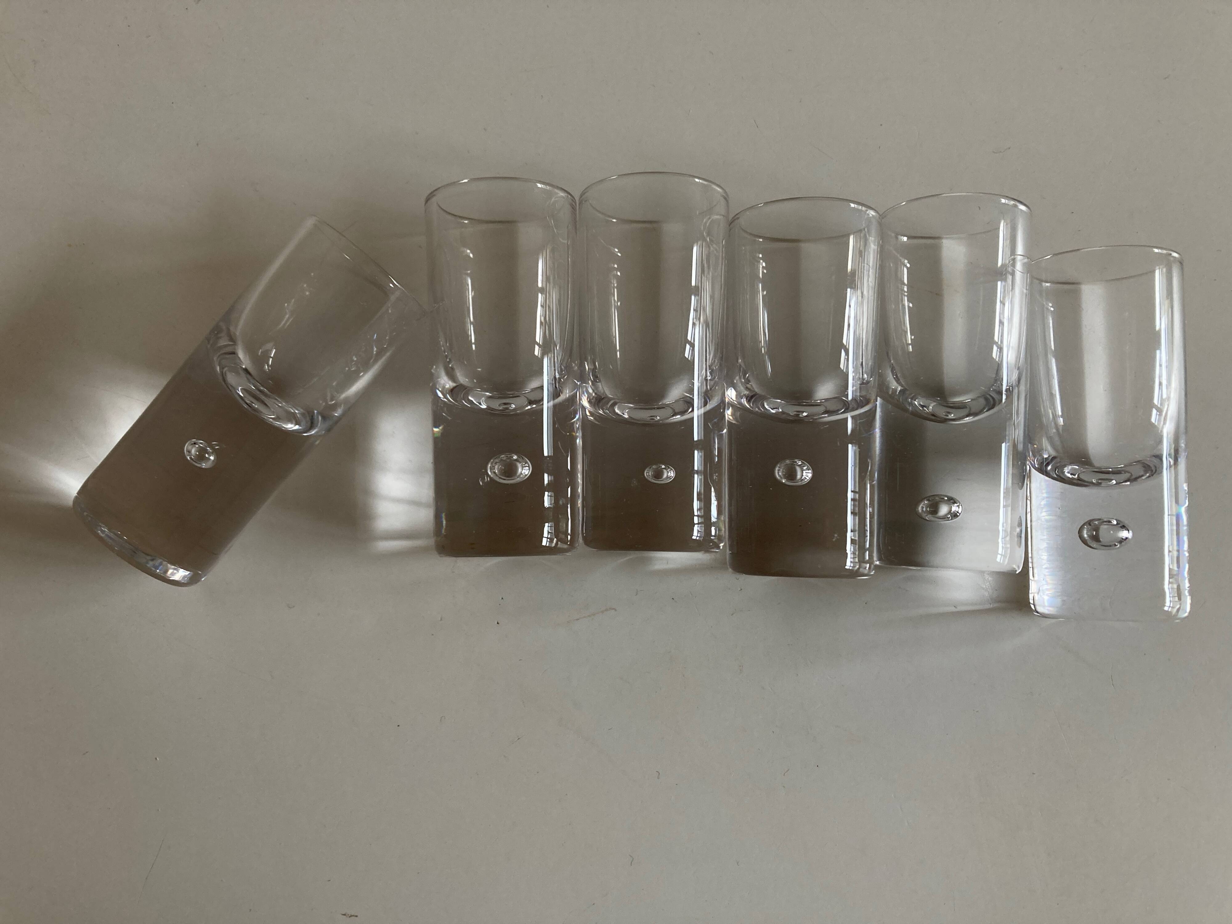 Set of 6 Scandinavian bubble foot vodka shots 1970