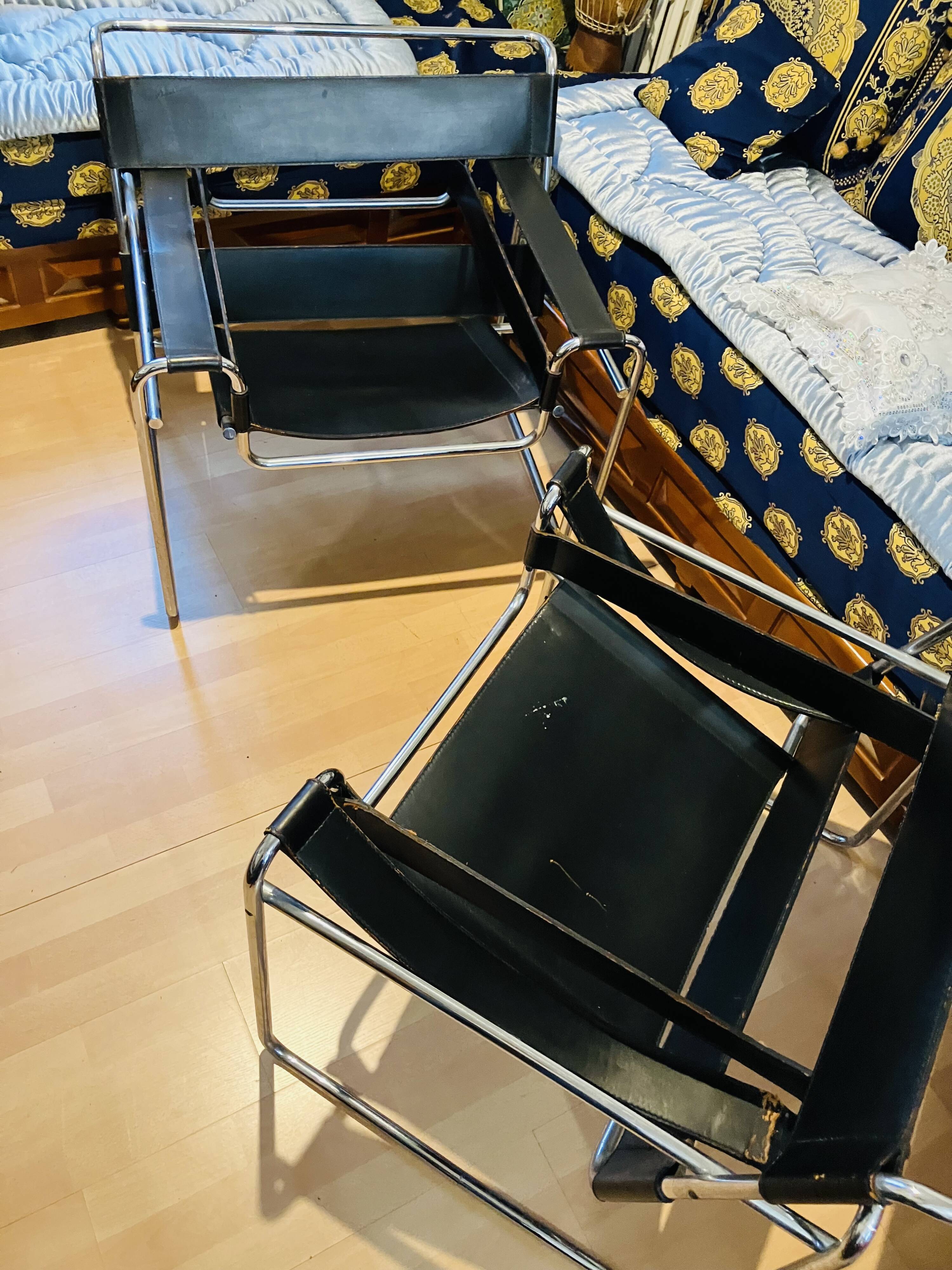 Set of 2 Gavina chairs in the style of the Wassily Chair (Model B3) by Marcel Breuer.