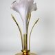 Italian white calla lily flower table lamp, Murano glass, circa 1970