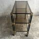1980s Black Metal and Smoked Glass Side Table / Bar Cart Trolley