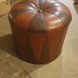Vintage leather pouf