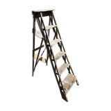Former painter's stepladder wood 6 marches decoration vintage library