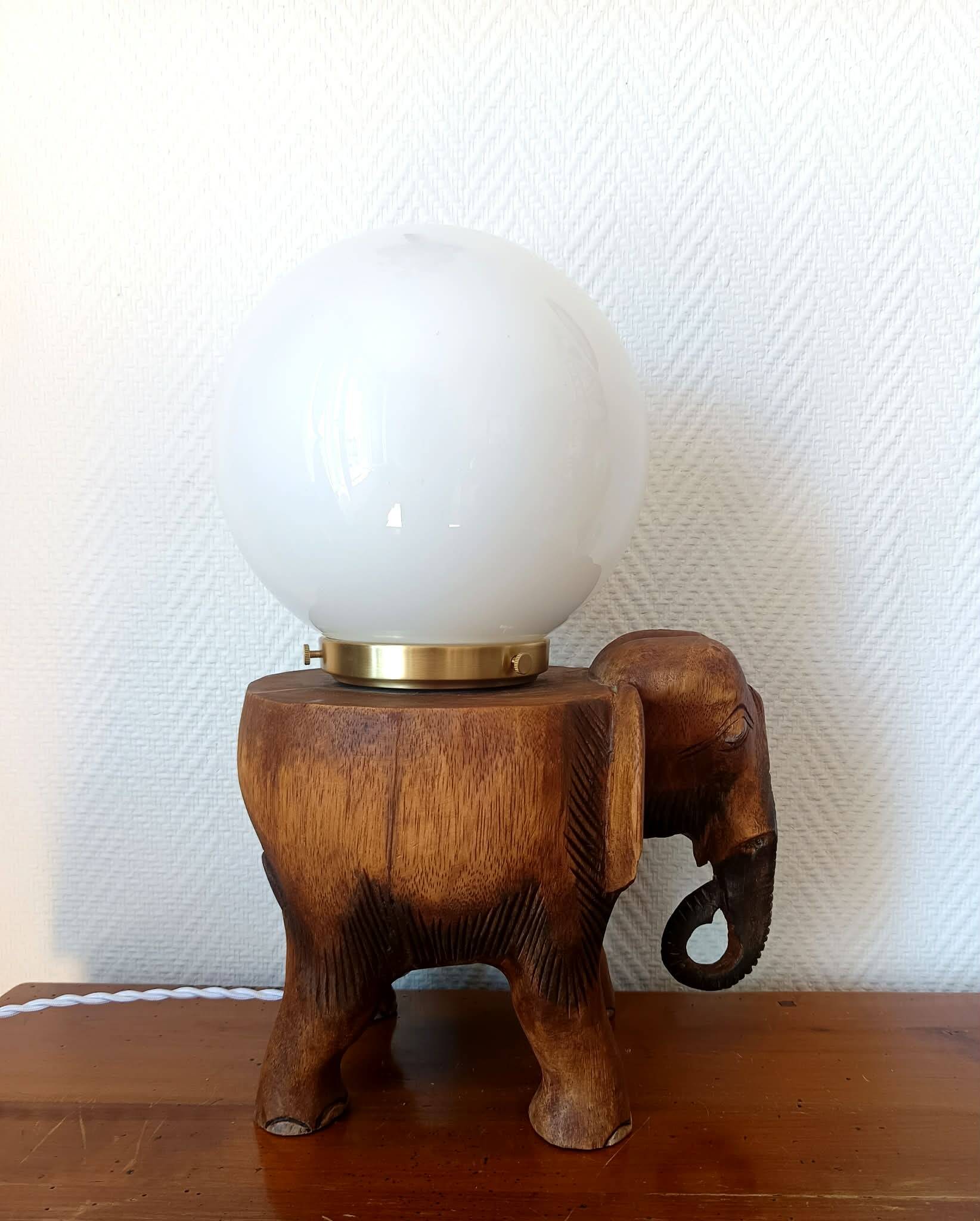Elephant lamp and opaline