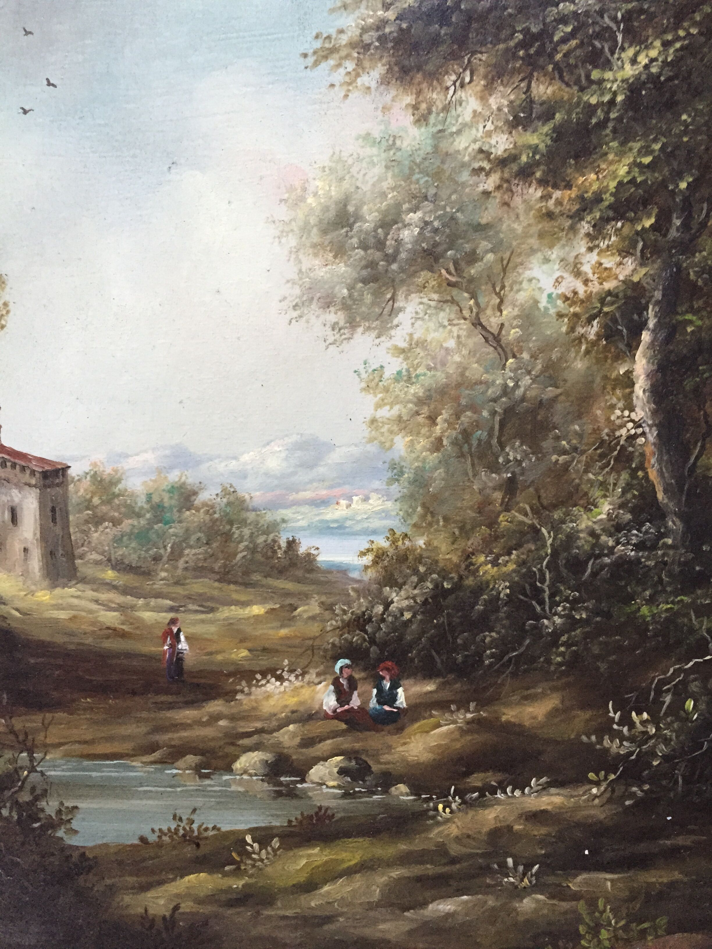 Oil on panel: lively landscape