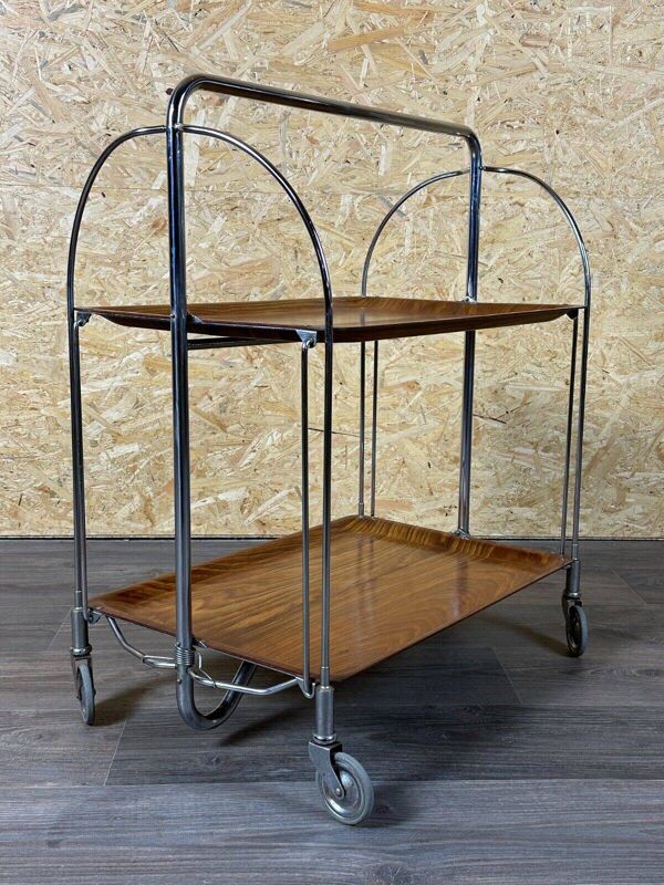 Chariot de service table d'appoint dinette space age brown design 60s 70s