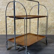 Chariot de service table d'appoint dinette space age brown design 60s 70s
