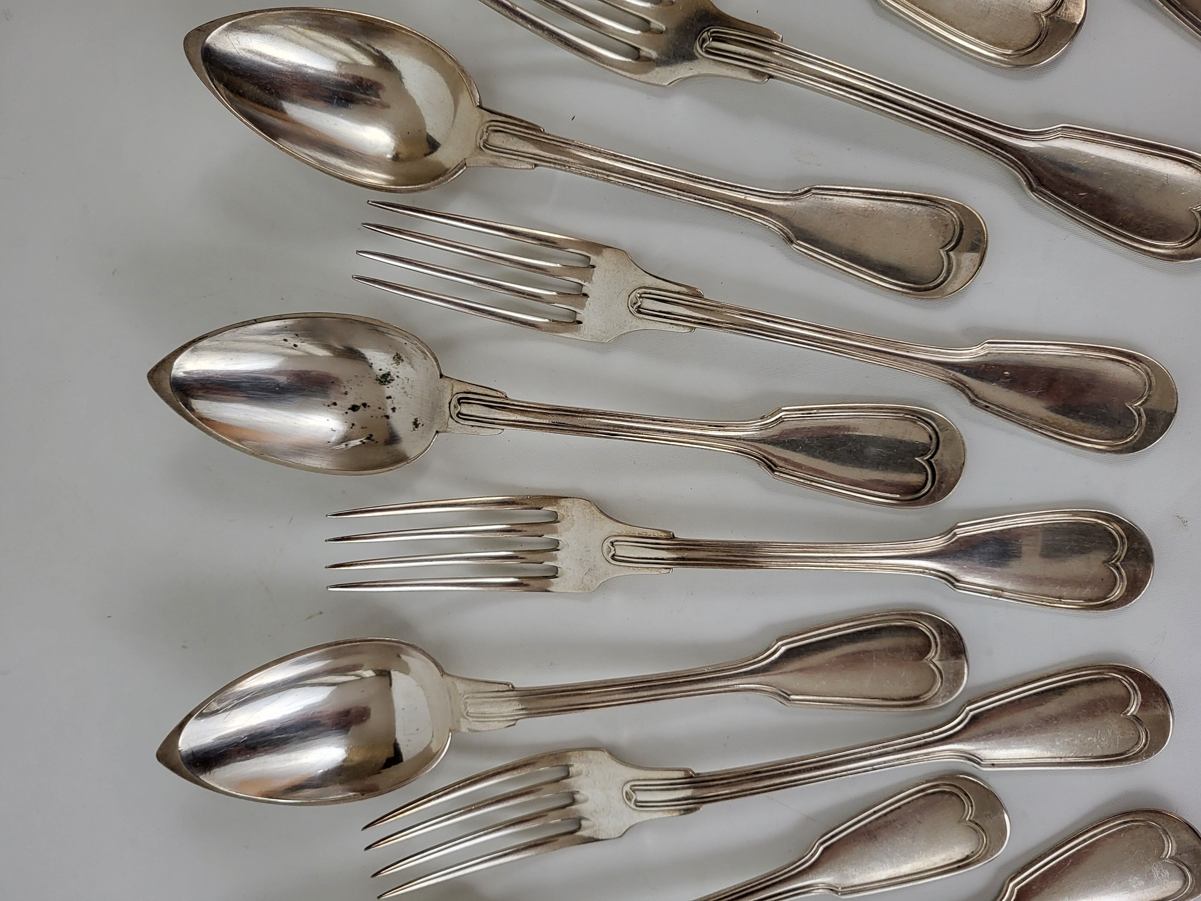 12 silver metal cutlery mesh model