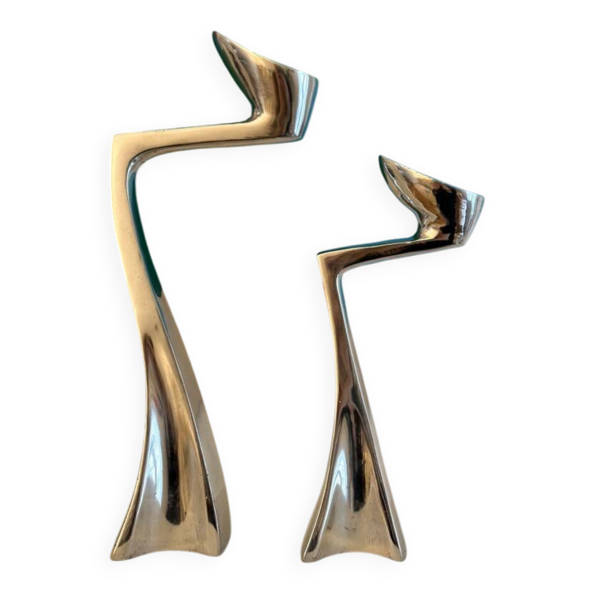 Set of 2 Swann candle holders by Matthew Hilton