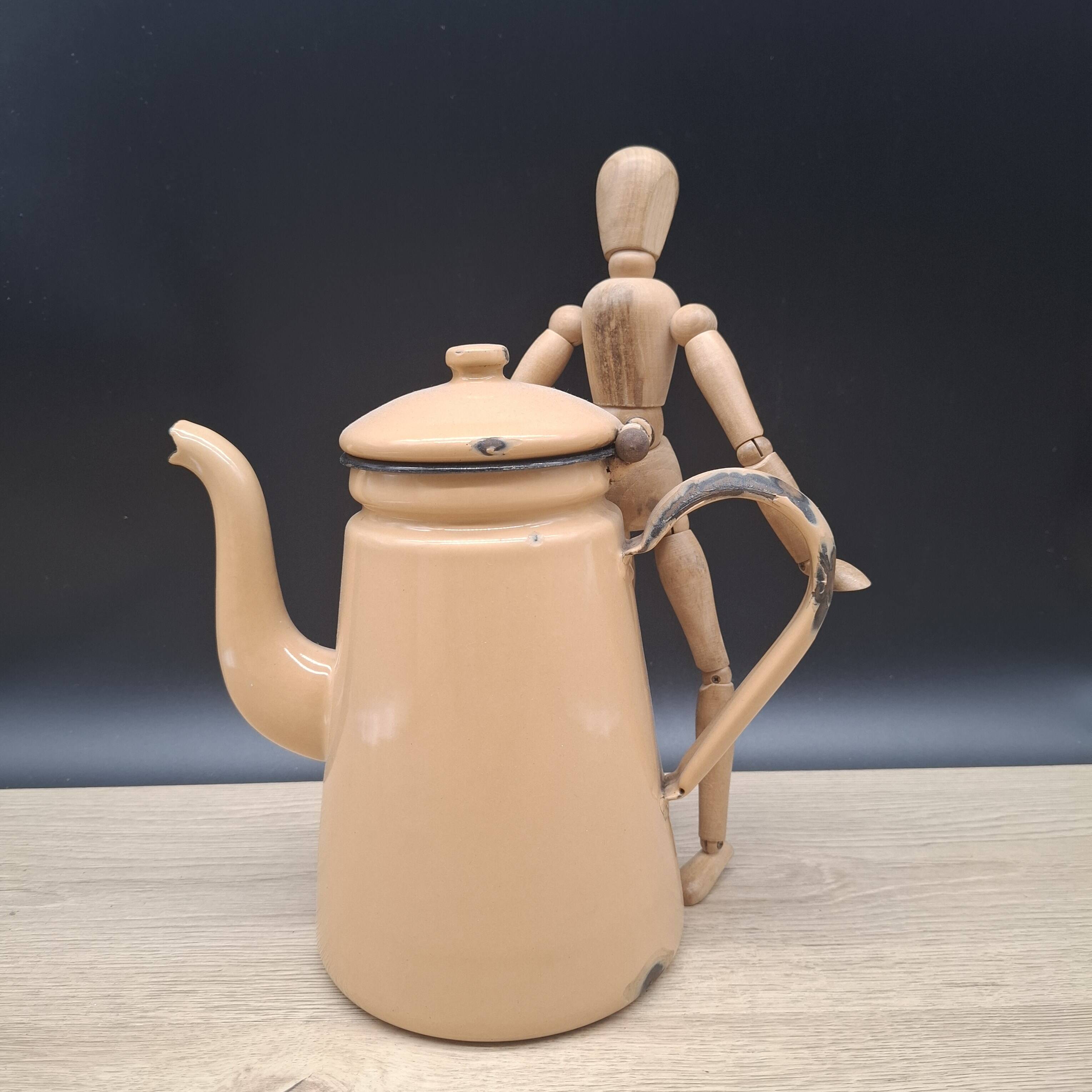 Beige enamel coffee pot