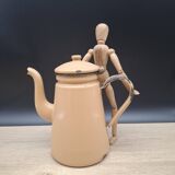 Beige enamel coffee pot