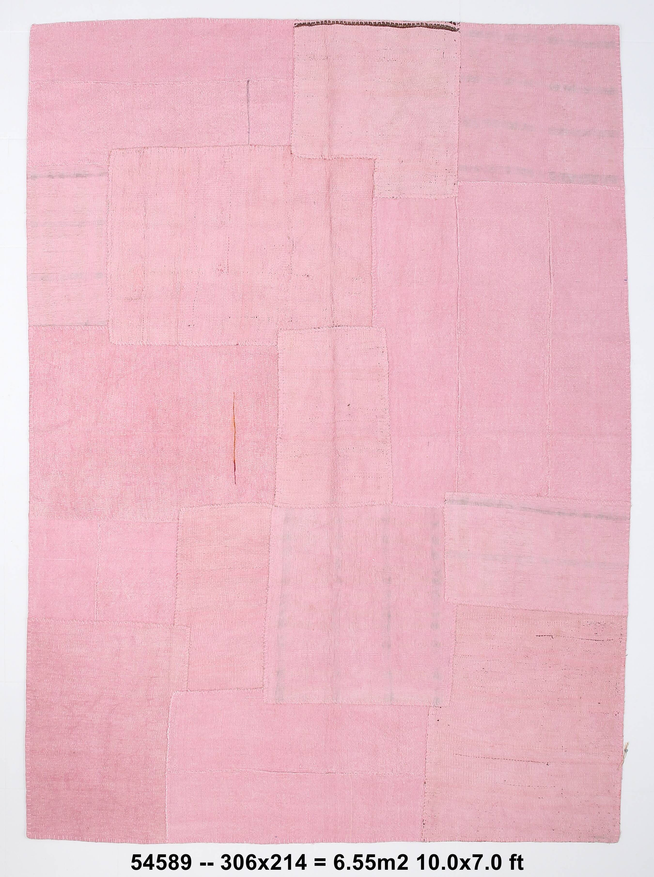Large Pink Vintage Kilim Rug, 214x306Cm