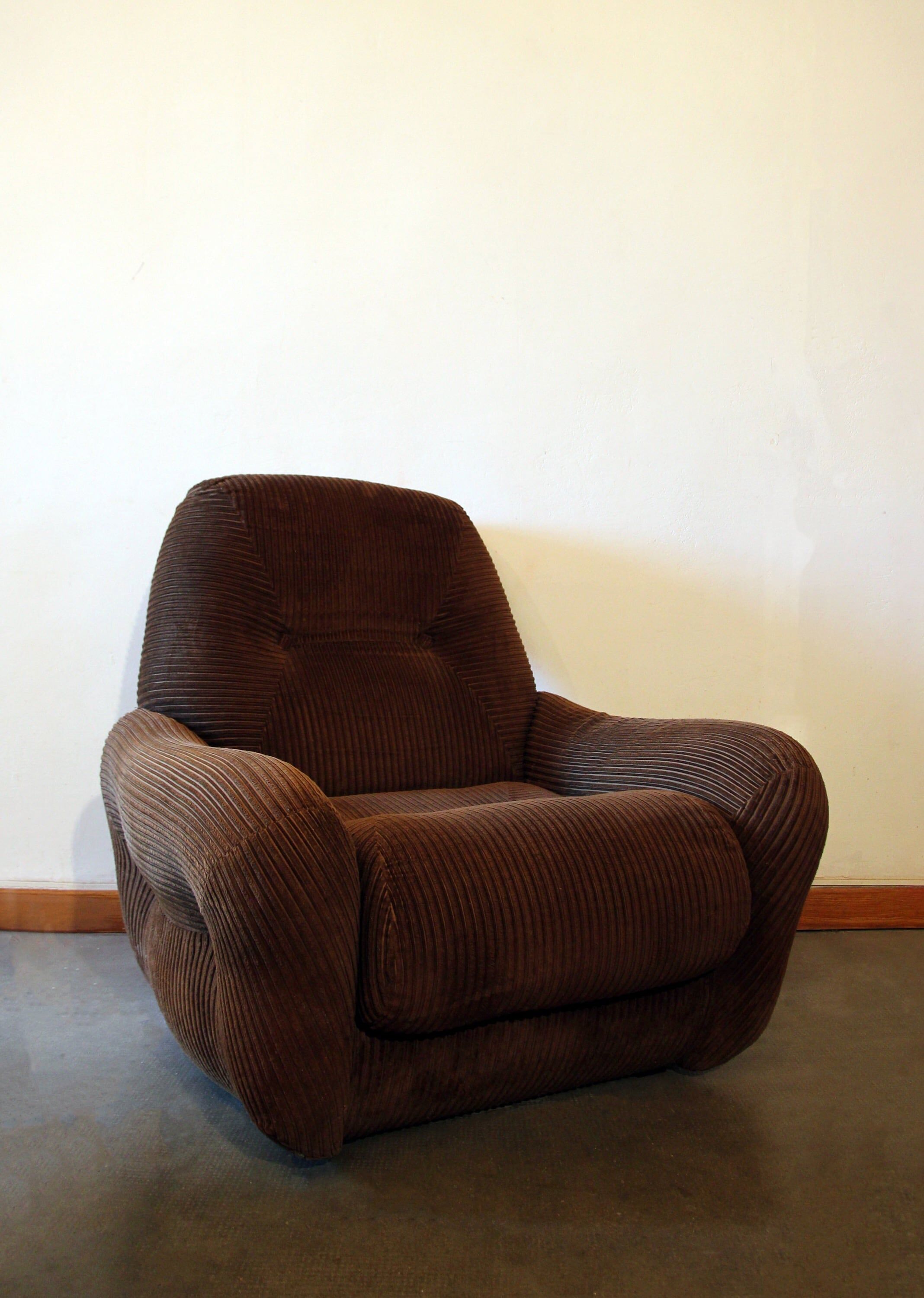 Pair of seventies velvet armchairs