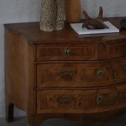 18th century, antique Danish baroque serpentine chest of drawers in walnut.