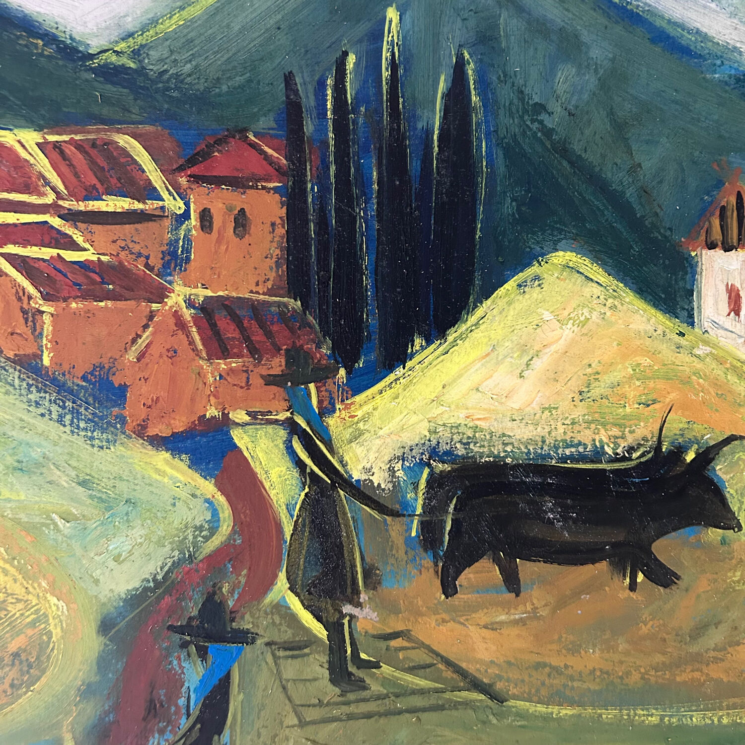 Large naive animal painting