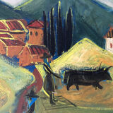 Large naive animal painting