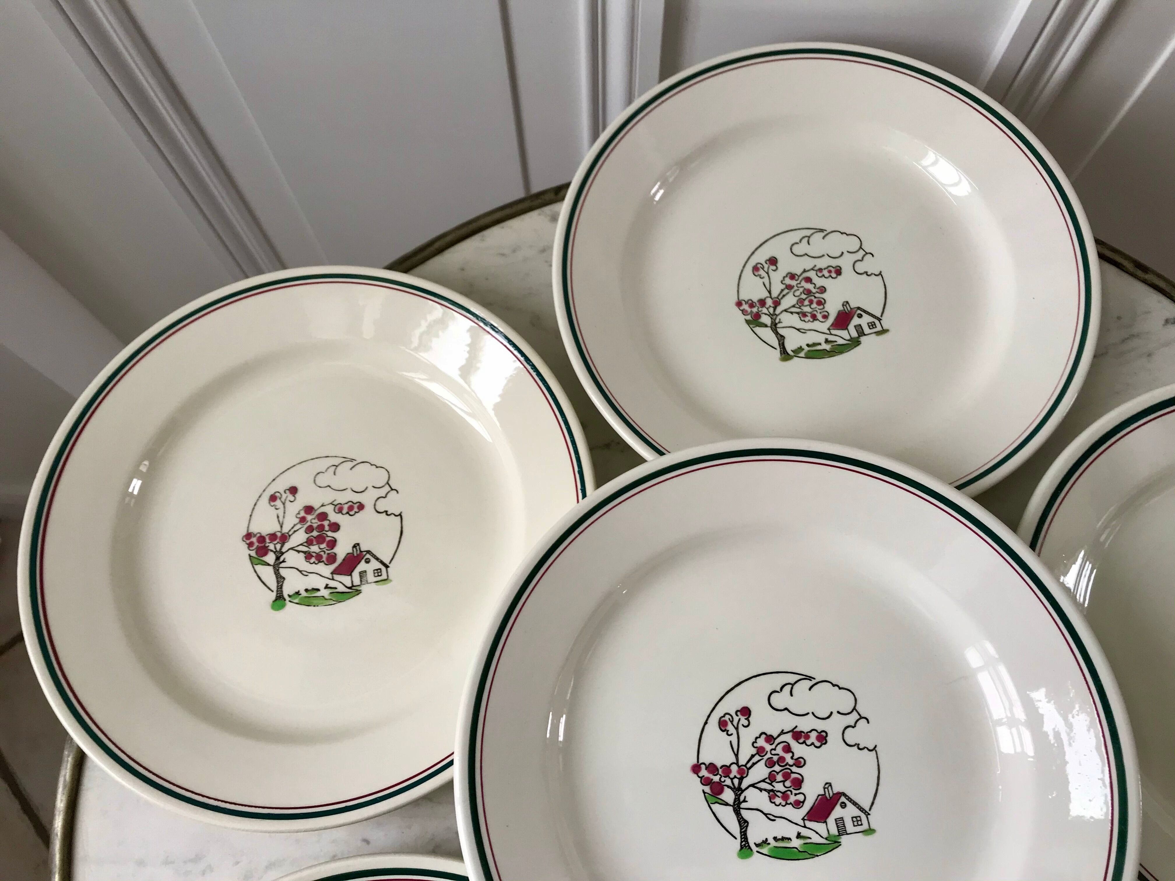 Set of 6 flat plates salins model "april" years 30-40