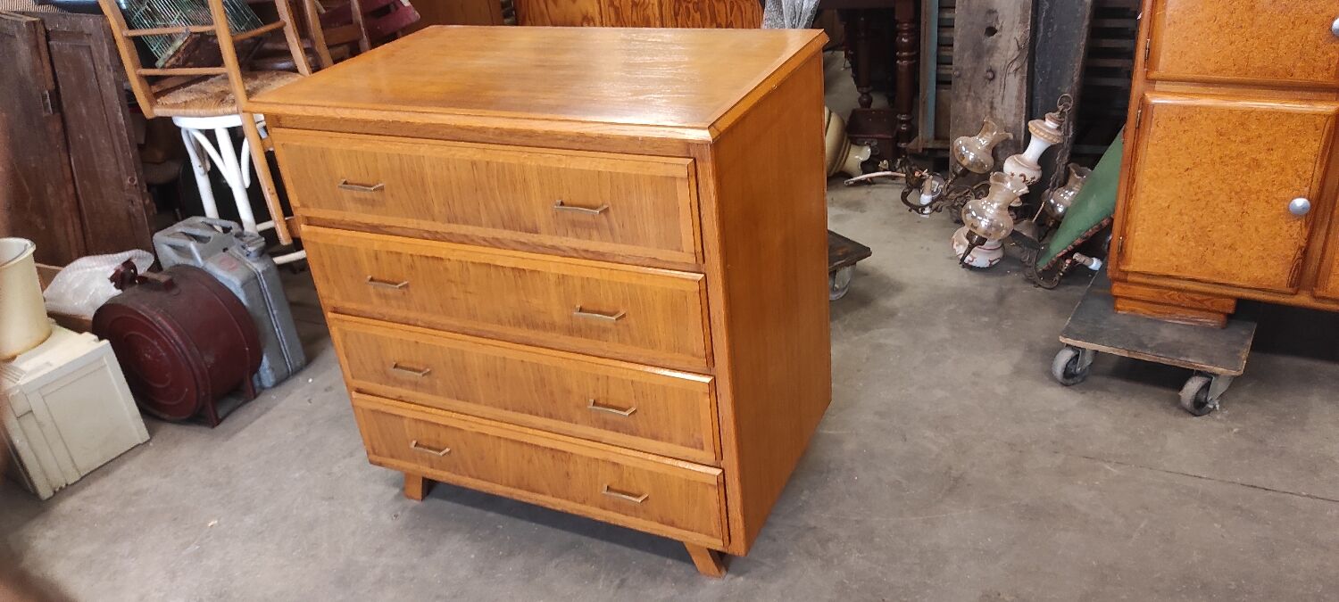 Vintage chest of drawers with 4 drawers, Scandinavian style compass feet