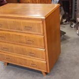 Vintage chest of drawers with 4 drawers, Scandinavian style compass feet