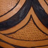 2 half decorated gourds (pyrography), floral and geometric patterns, 20cm