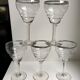 Set of 5 wine glasses in engraved crystal and silver edging 50s