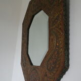 Bevelled handmade mirror in old repulsed copper - 54x45cm
