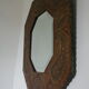 Antique bevelled artisanal mirror in repoussé copper - 54x45cm