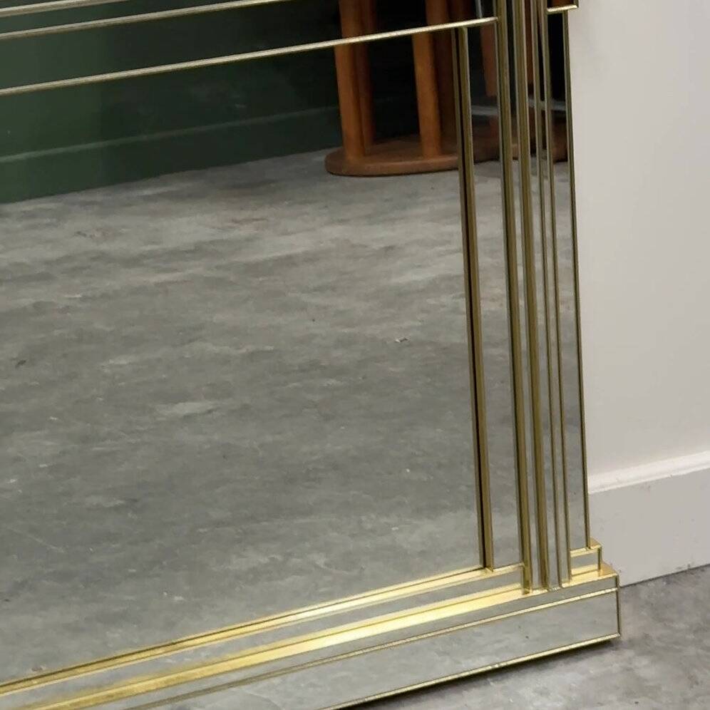 Large vintage horizontal Hollywood Regency mirror by De Knudt, Belgium 1980s.