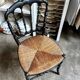 Napoleon III chair in black wood and straw
