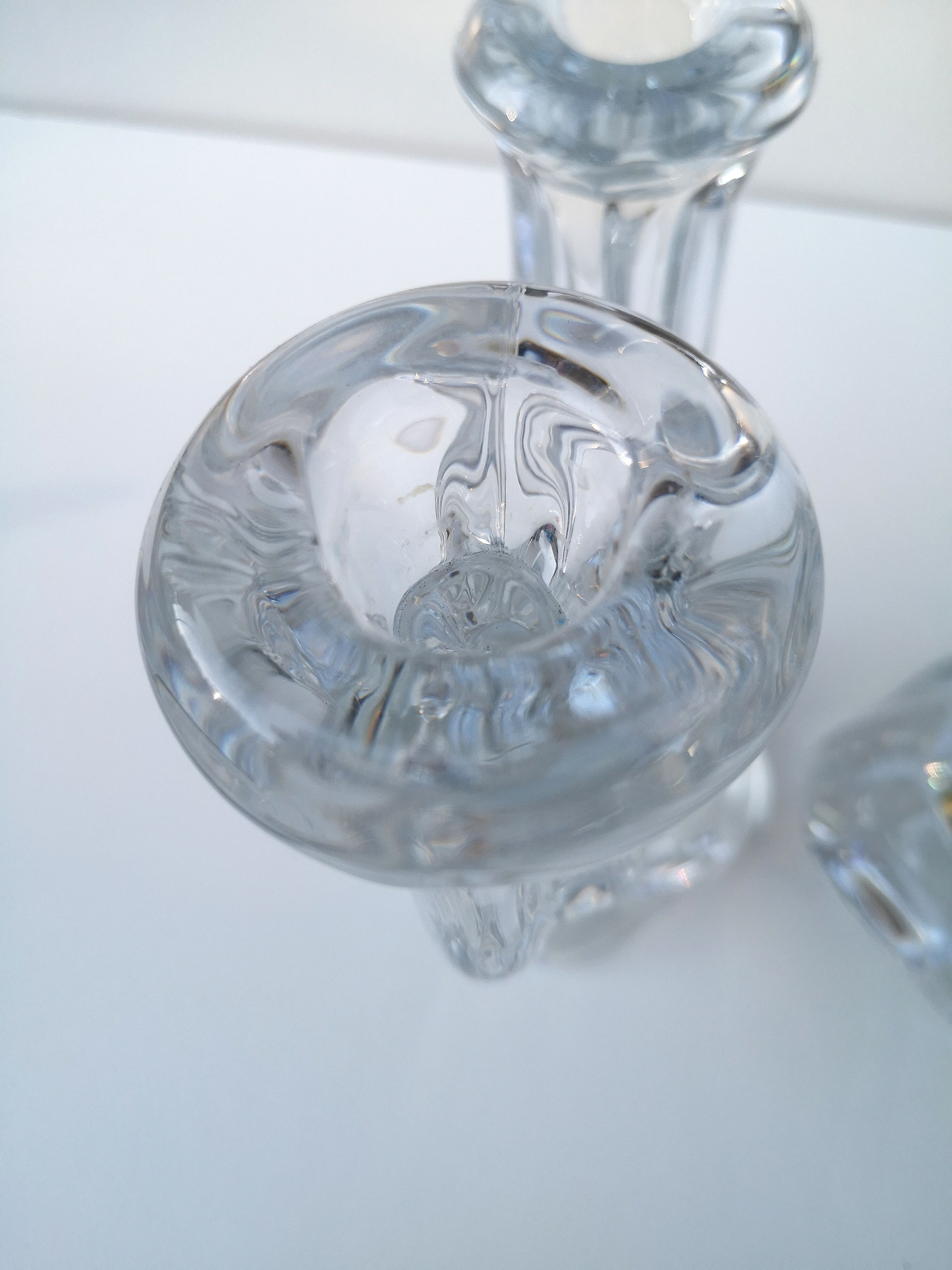 Duo of crystal candle holders