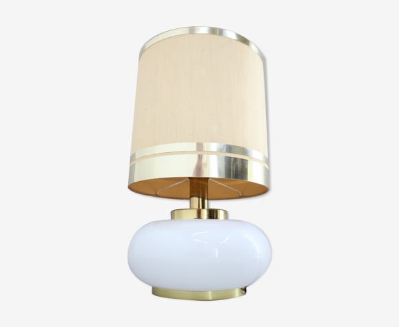 Lampe de table en verre et laiton, italie 70's