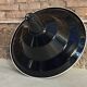 Large industrial pendant lampshade in black enamelled sheet metal.