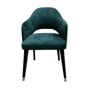 Chaises art-deco velours bleu vert