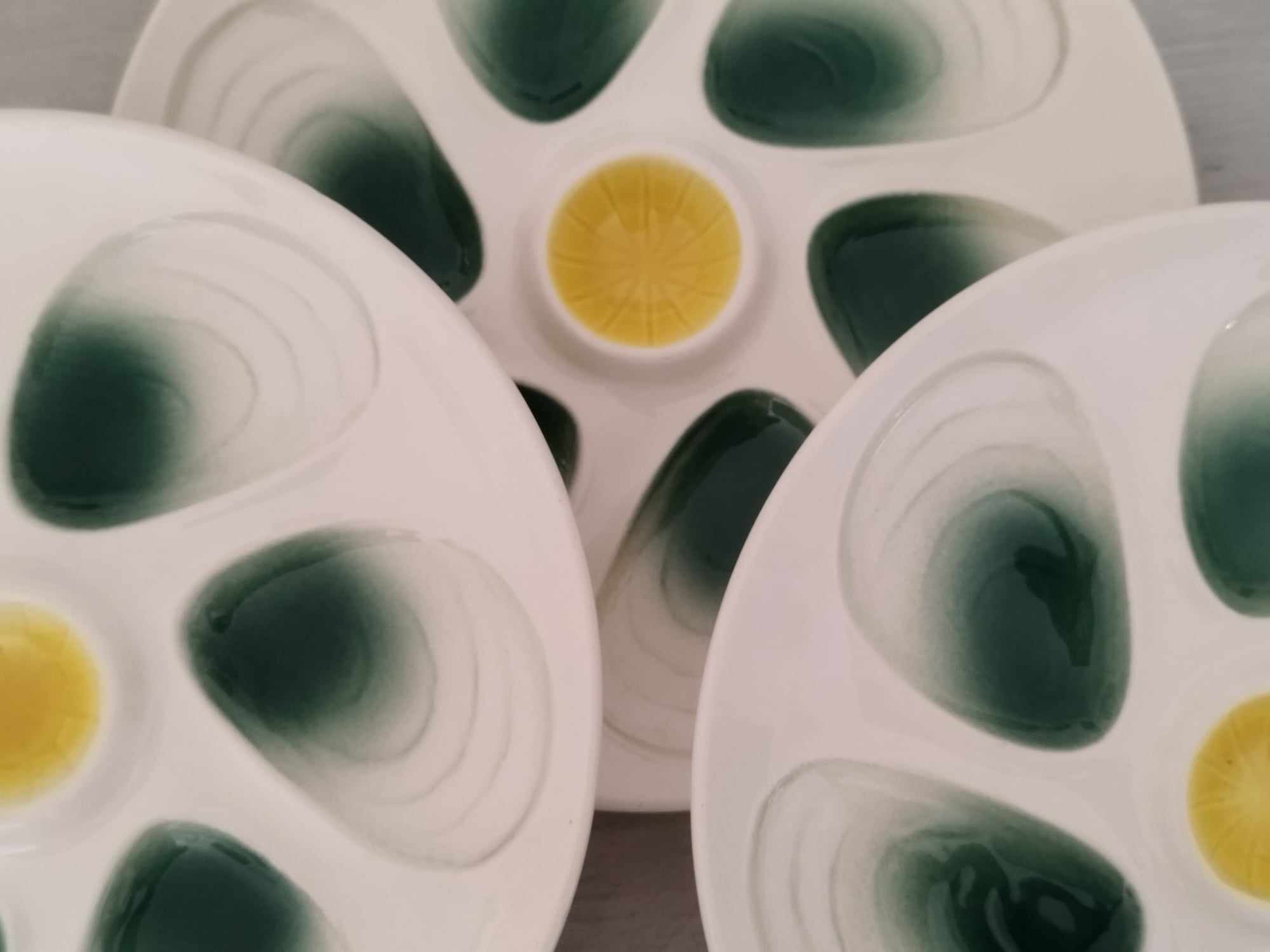 Plates Oysters Shellfish Seafood Earthenware Salins Vintage