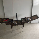 Vintage wood worker with sewing kit