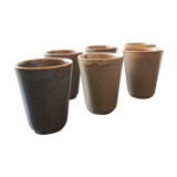 Tasses en grès anciennes Digoin x6