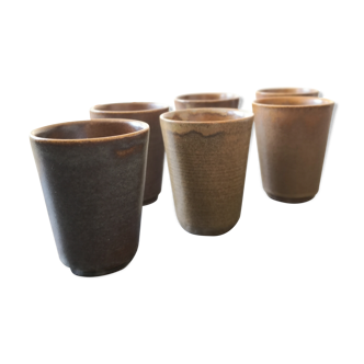 Tasses en grès anciennes Digoin x6