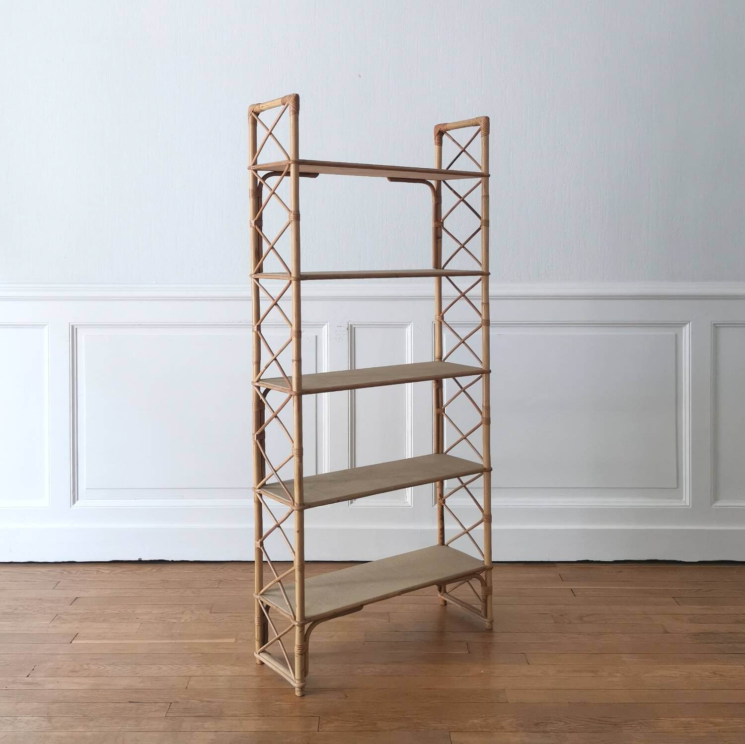 vintage rattan shelf