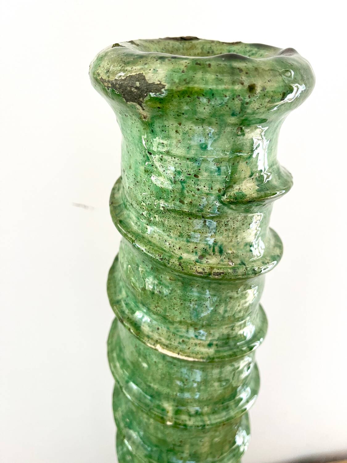 Green terracotta candle holder 60 cm