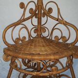 Étagère d'angle rotin peacock vintage