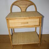 Rattan bedside table with drawer