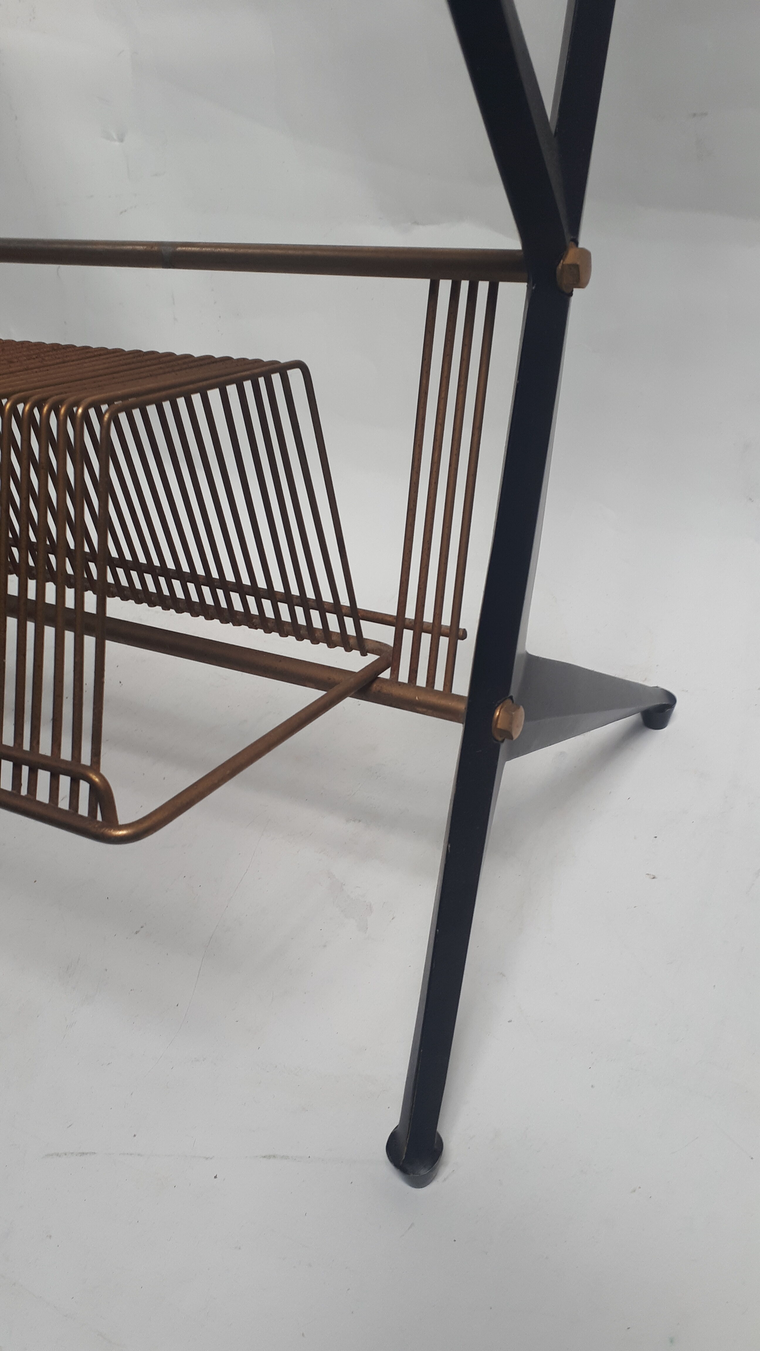 vintage coffee table 1950 1960 glass and metal storage