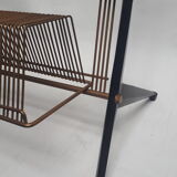 vintage coffee table 1950 1960 glass and metal storage