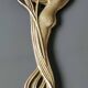 Old vanity mirror/hand face mirror/nude of a woman, naiad. art nouveau style. brass. 25 x 11 cm