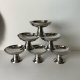 Vintage stainless steel ice cream bowls and tray
