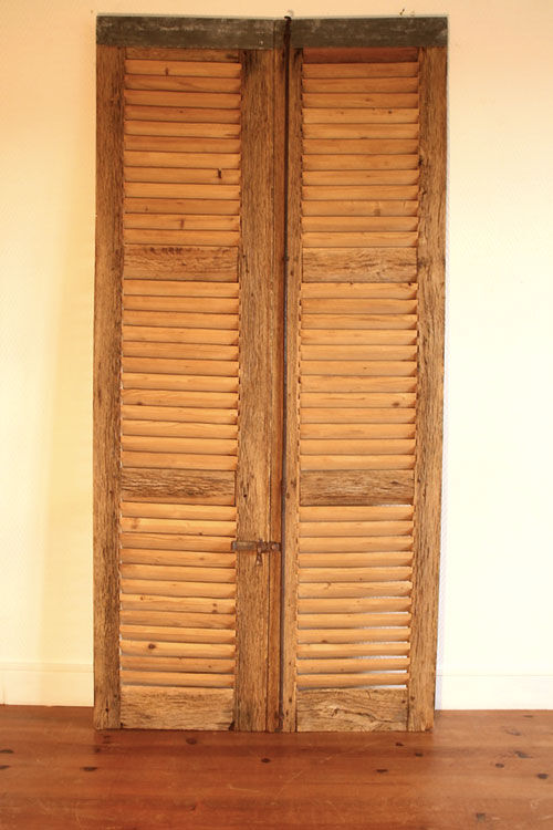 Pair of pickled wooden shutters