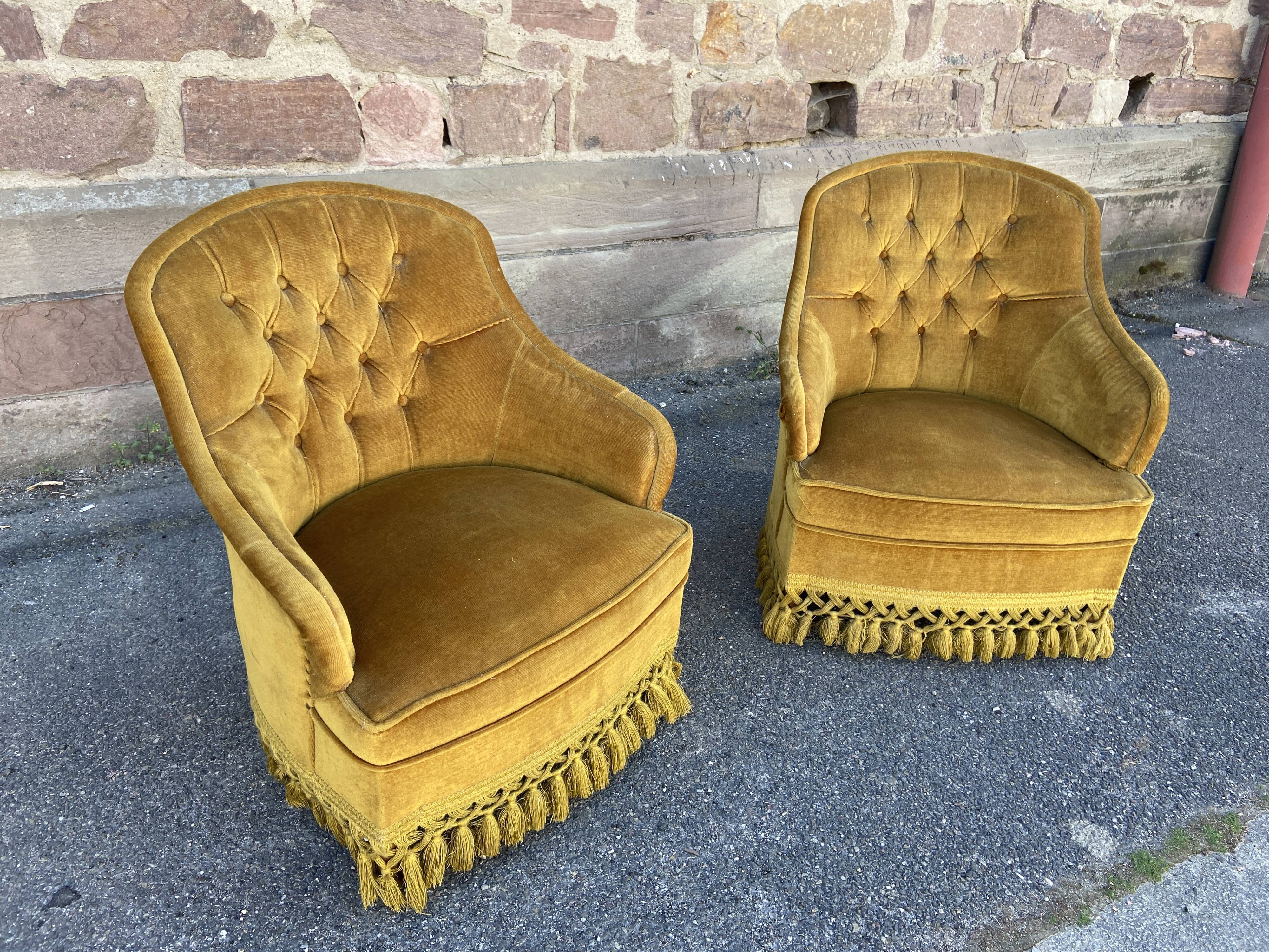 Pair of toad armchairs