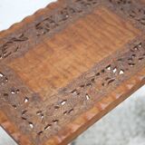 Table guéridon bois sculpté fait à la main, table basse moulurée vintage, table pieds griffe