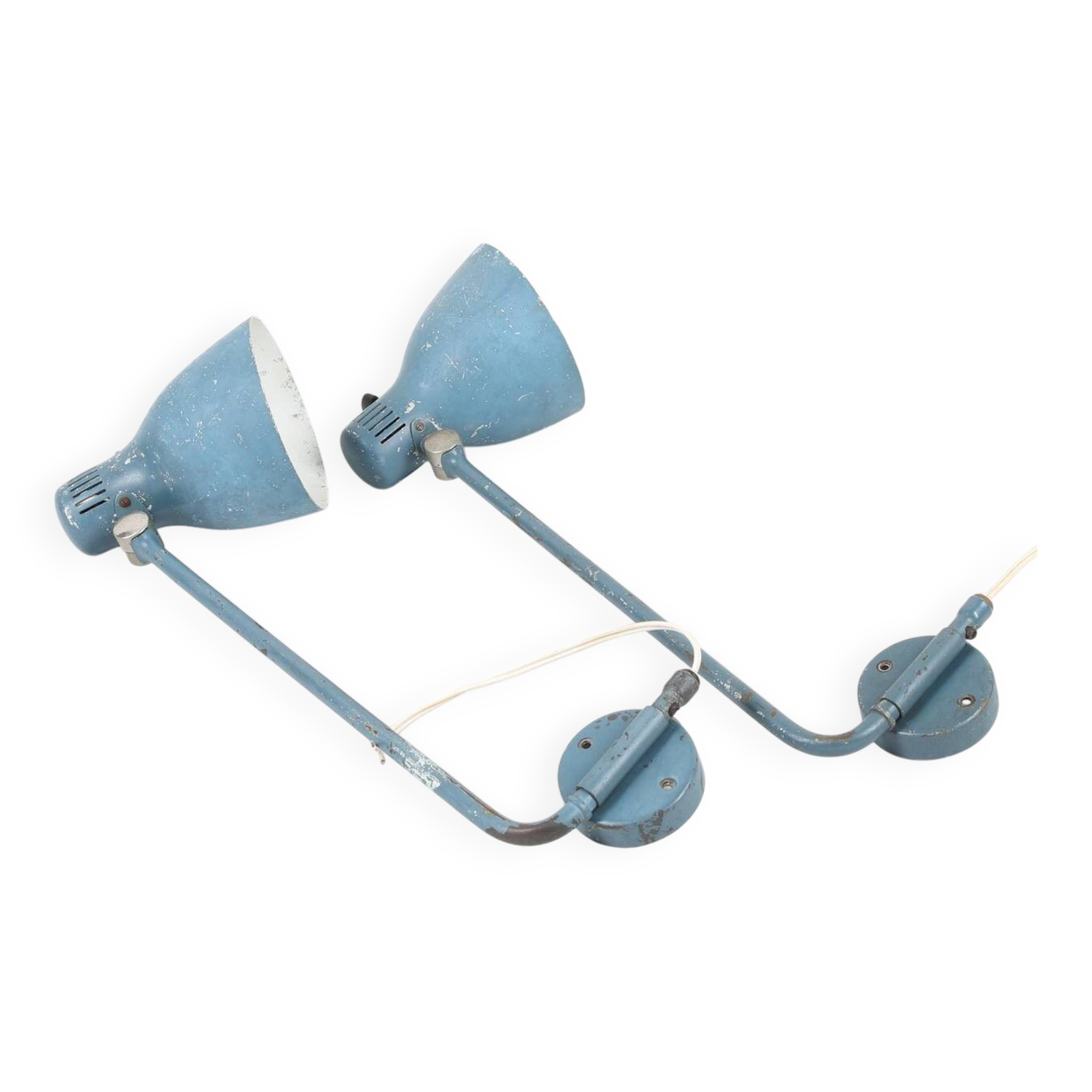 HANS BERGSTRÖM. A pair of blue lacquered metal wall lamps, Ateljé Lyktan